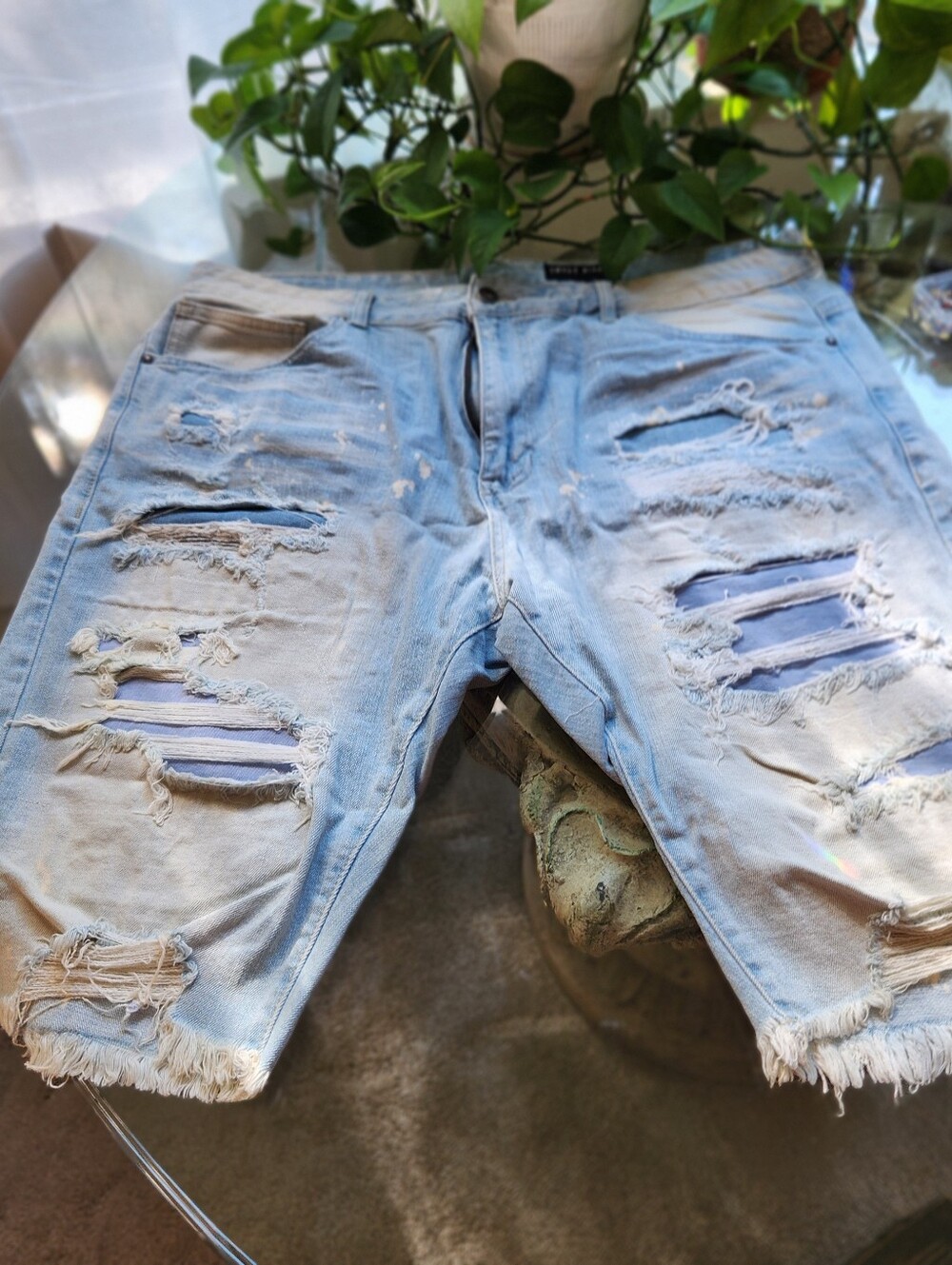 Smoke Rise NWT Size 42 Distressed Denin Jorts Shorts Streetwear Mens Hip Hop